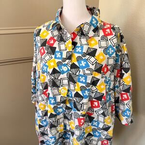 Vintage Venezia Casino Playing Cards Print Shirt Plus Size 26/28